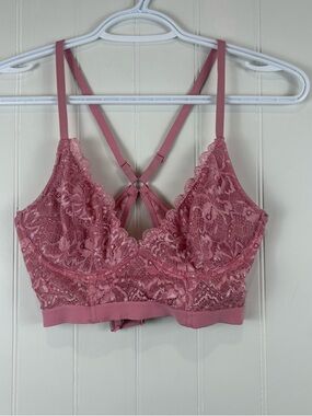 VS Pink Lace Bralette 34B Strappy Back Y2K Coquette Feminine Romantic
